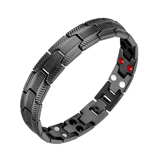 Double-row men's titanium steel bracelet with four links, fashionable wristband
